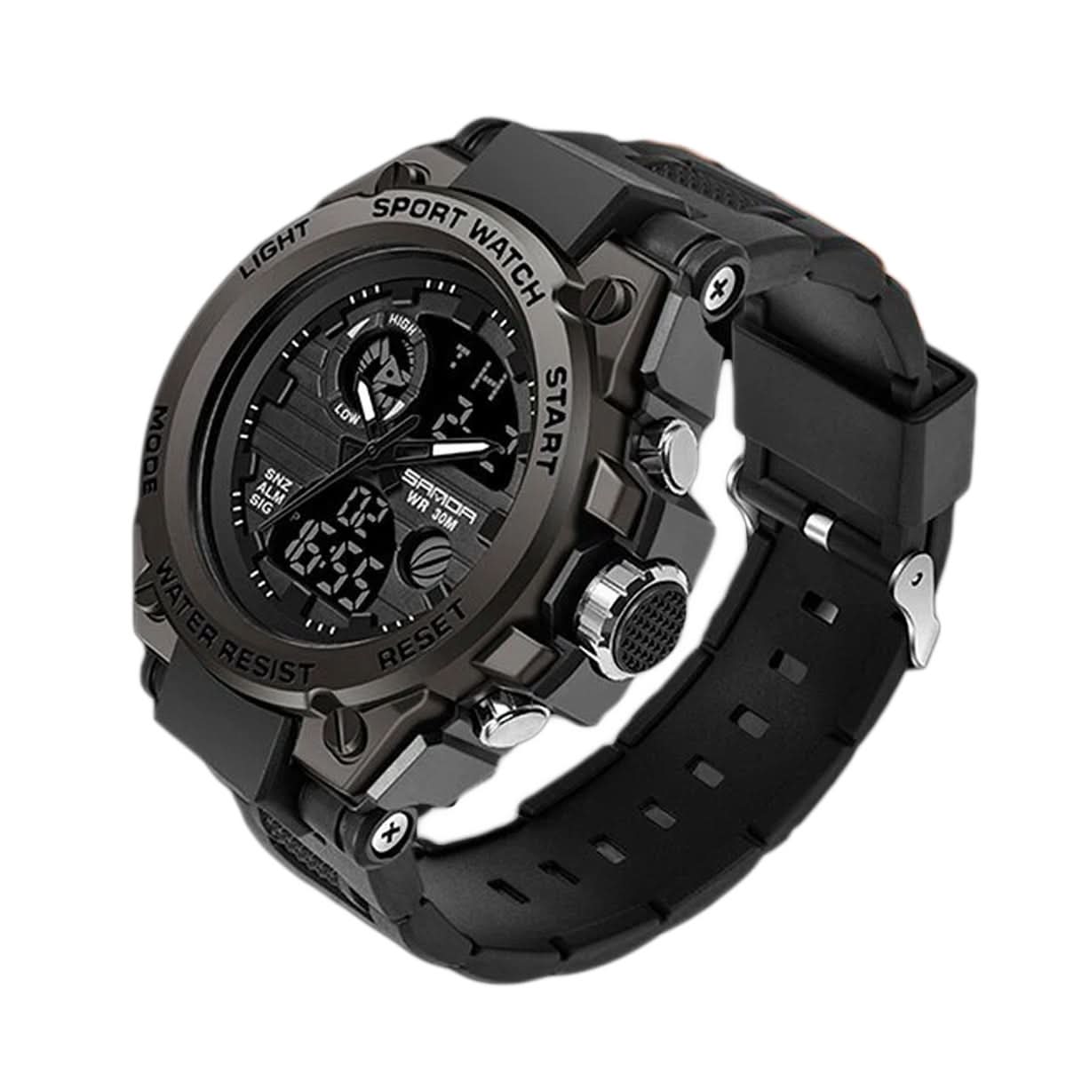 Men’s Military Watch with Analog-Digital Display and Features