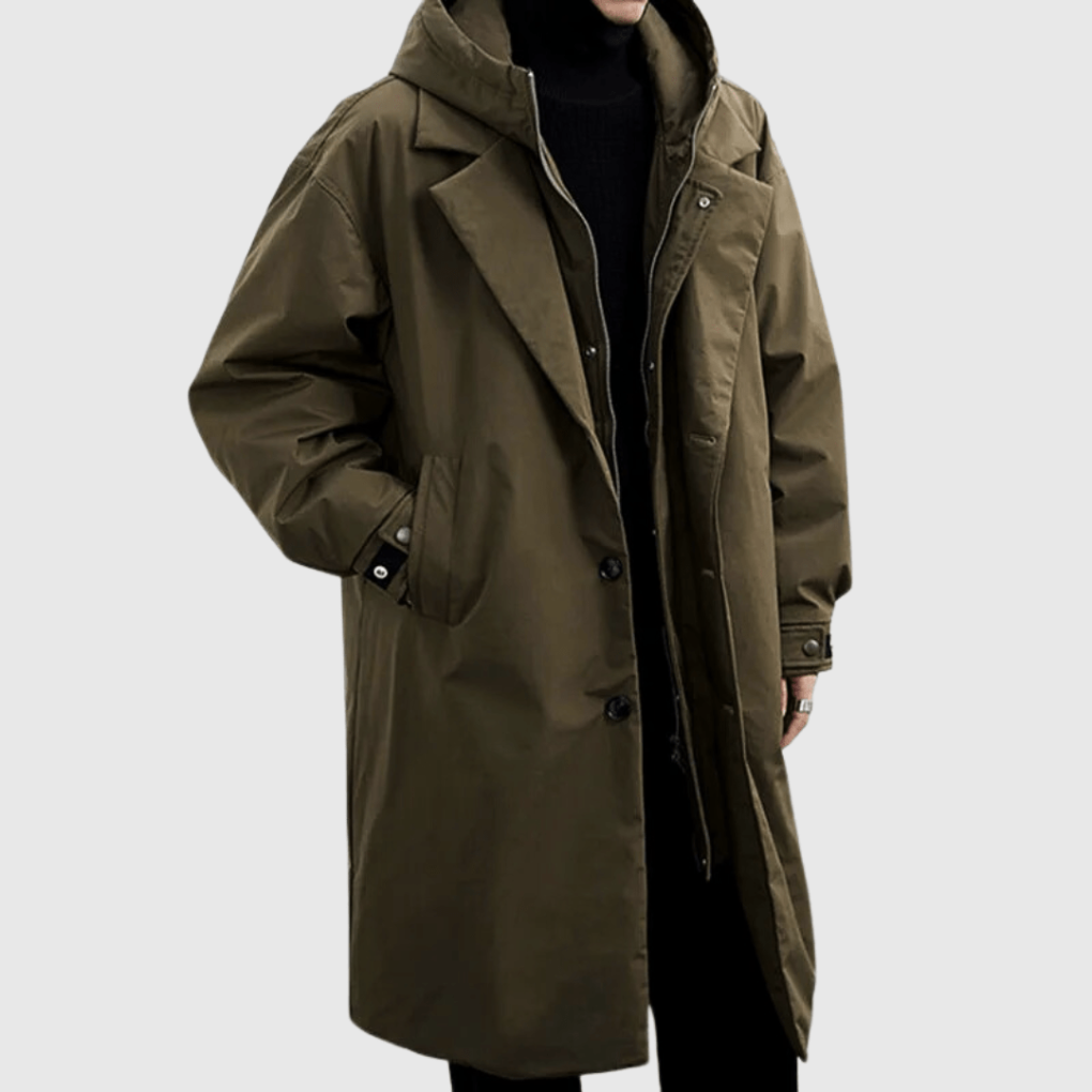 Men's Waterproof Trench Coat with Hood