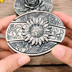 Oval Bull Skull Belt Buckle with Hidden Tool
