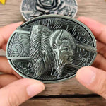Oval Bull Skull Belt Buckle with Hidden Tool