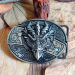 Oval Bull Skull Belt Buckle with Hidden Tool