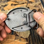 Oval Bull Skull Belt Buckle with Hidden Tool