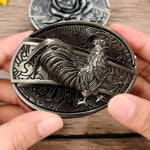 Oval Bull Skull Belt Buckle with Hidden Tool