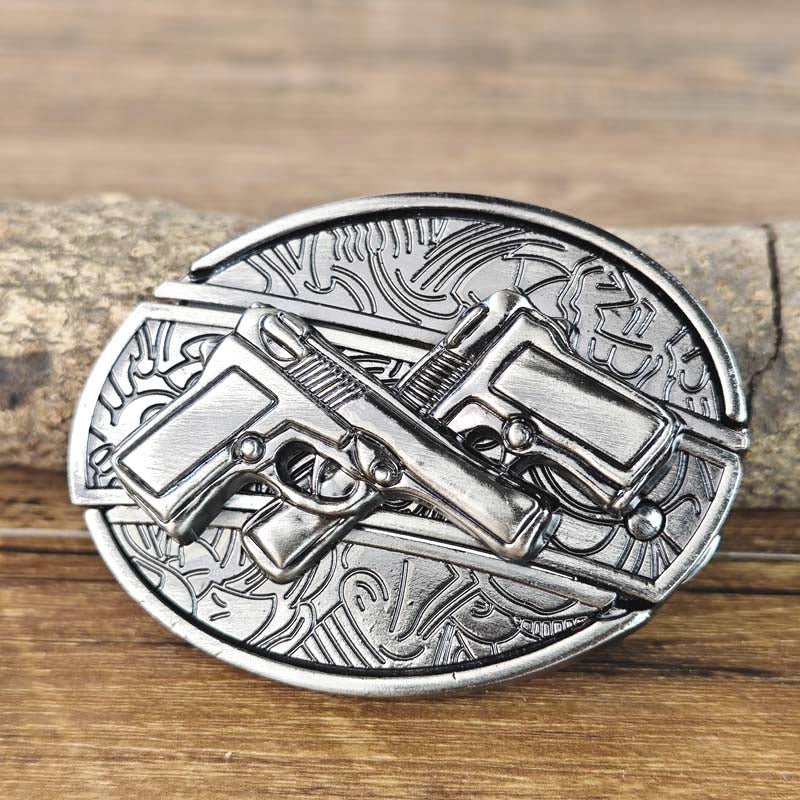 Oval Bull Skull Belt Buckle with Hidden Tool