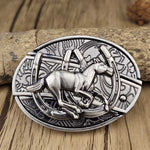 Oval Bull Skull Belt Buckle with Hidden Tool