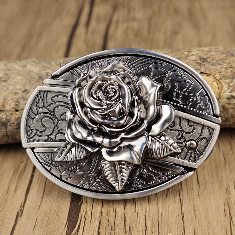 Oval Bull Skull Belt Buckle with Hidden Tool