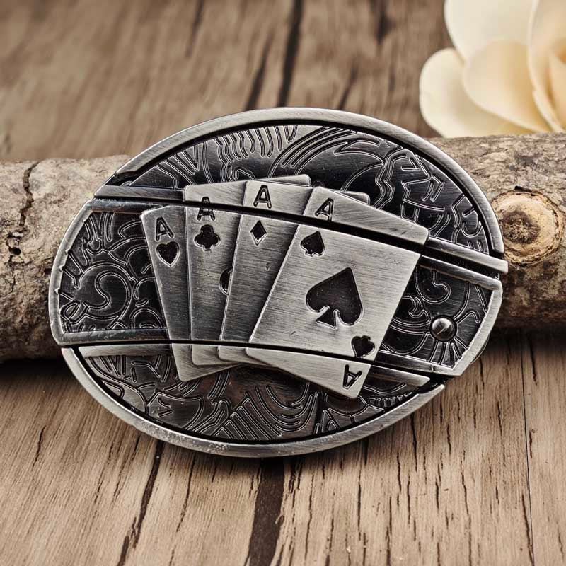 Oval Bull Skull Belt Buckle with Hidden Tool