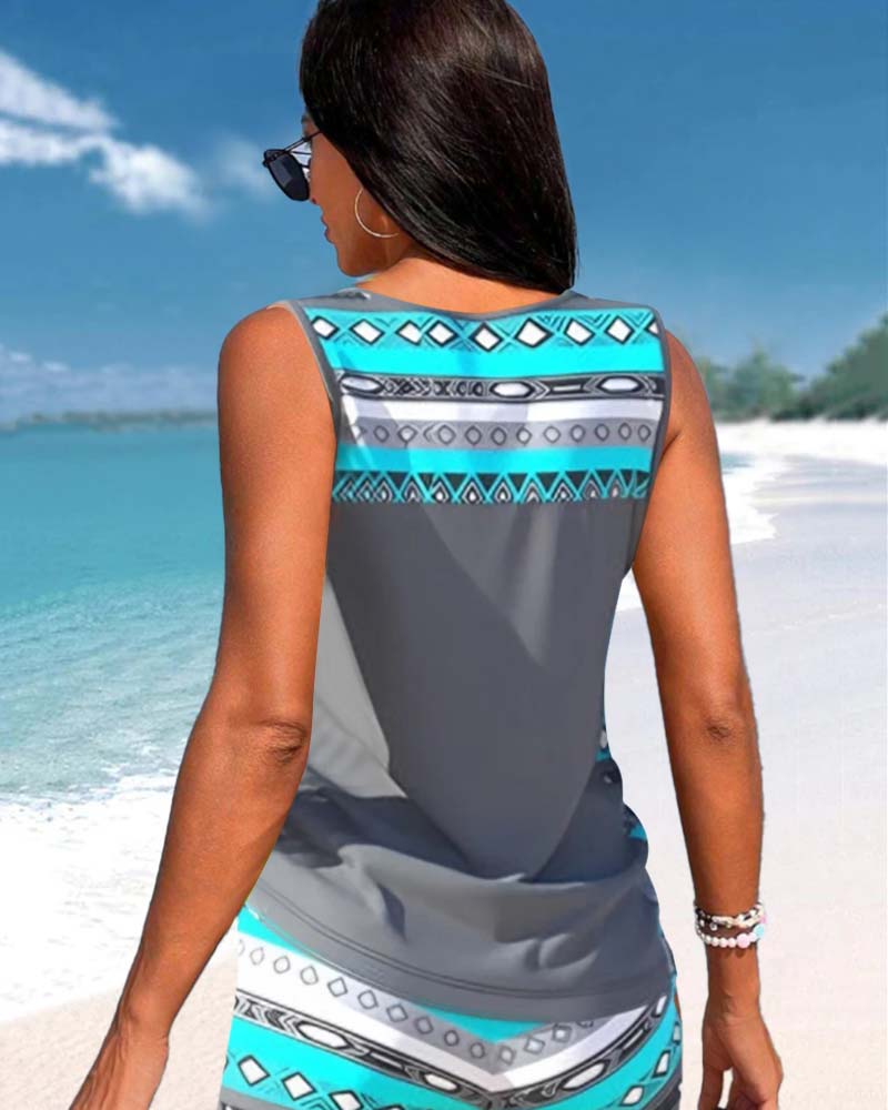 Cozy Cross-Neck Tankini Set
