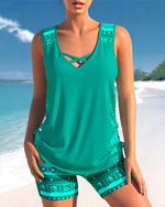 Cozy Cross-Neck Tankini Set
