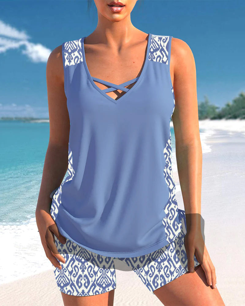 Cozy Cross-Neck Tankini Set