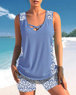 Cozy Cross-Neck Tankini Set