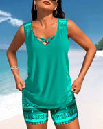 Cozy Cross-Neck Tankini Set