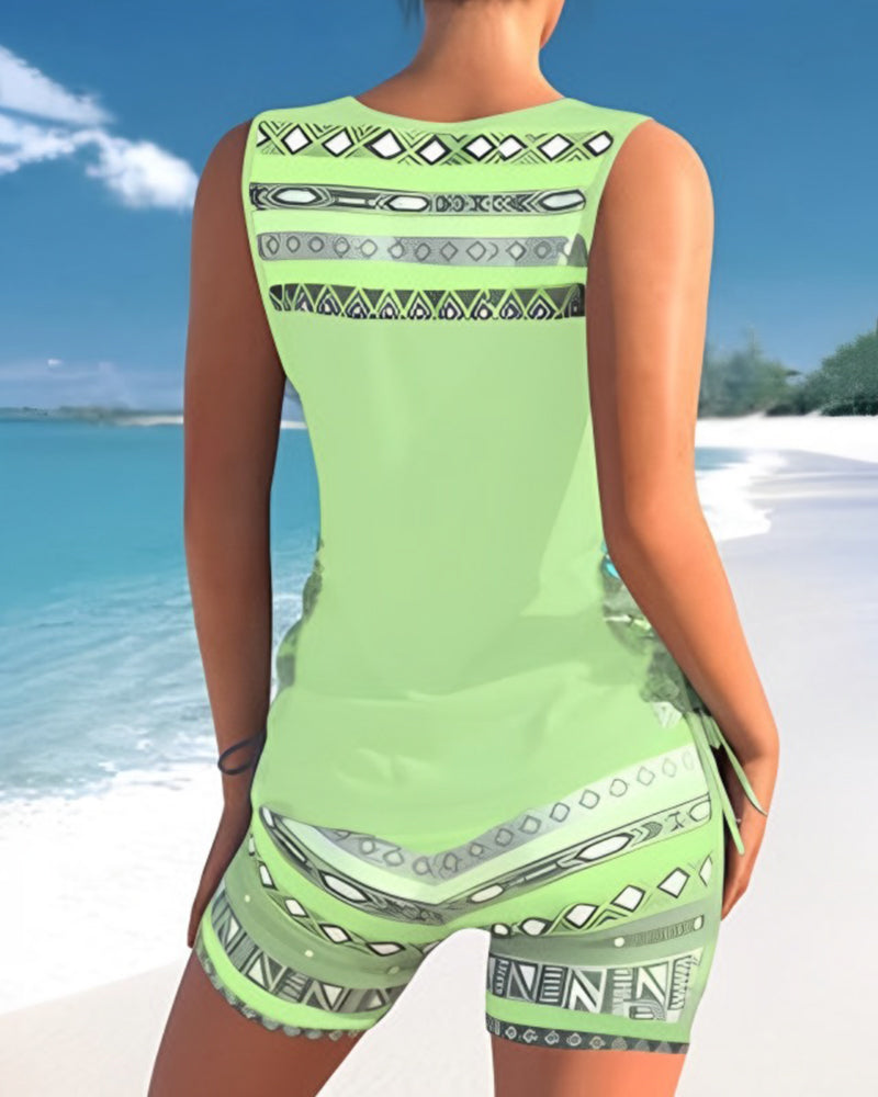 Cozy Cross-Neck Tankini Set