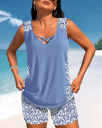Cozy Cross-Neck Tankini Set