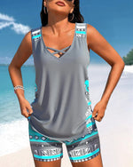 Cozy Cross-Neck Tankini Set