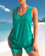 Cozy Cross-Neck Tankini Set