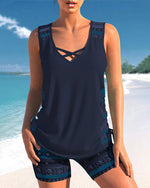 Cozy Cross-Neck Tankini Set