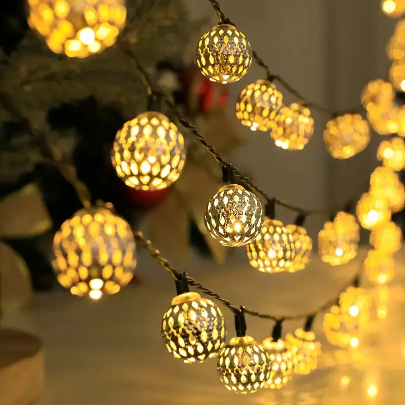Moroccan Metal Ball String Lights for Terrace
