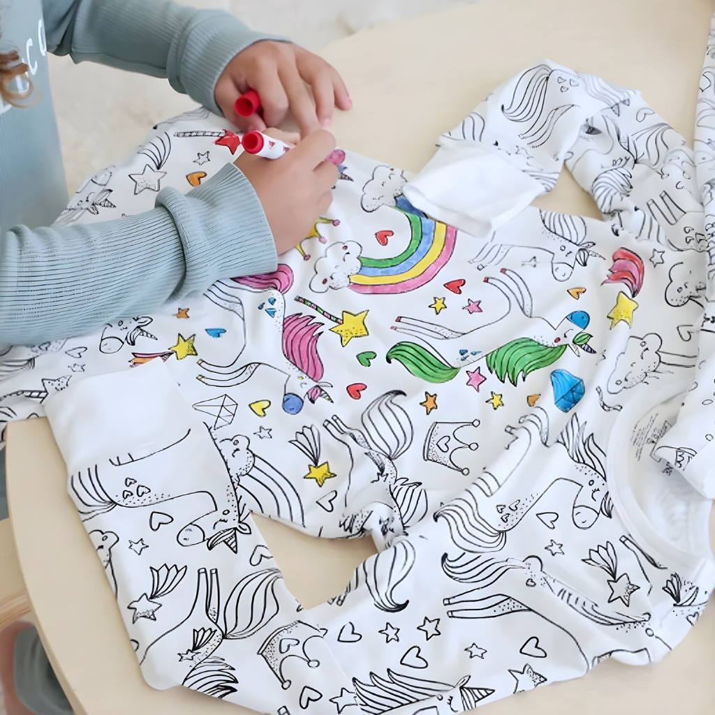 Children's Cotton Pajama Set with Christmas Painting Design