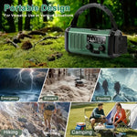 Emergency Radio with 10,000 mAh Power Bank | Solar, Crank & USB-C Charging | LED Light, SOS Alarm & Compass | AM/FM/NOAA