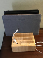 Bamboo Charging Station with 5 USB Ports & Organizer | Compatible with Smartphones, Tablets, and Smartwatches | Includes Cable Set