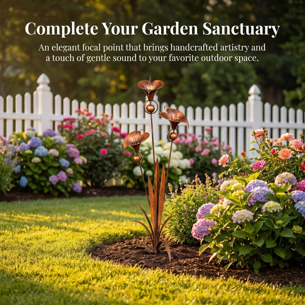 Handcrafted Garden Stake with Wind Chimes