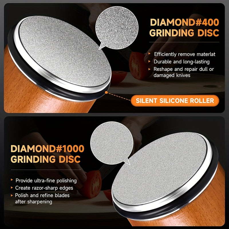 Dual Angle Sharpening Stone Set | Diamond Stone with Magnetic Holder | 15° & 20° Sharpening Angles | Suitable for Wood & Metal