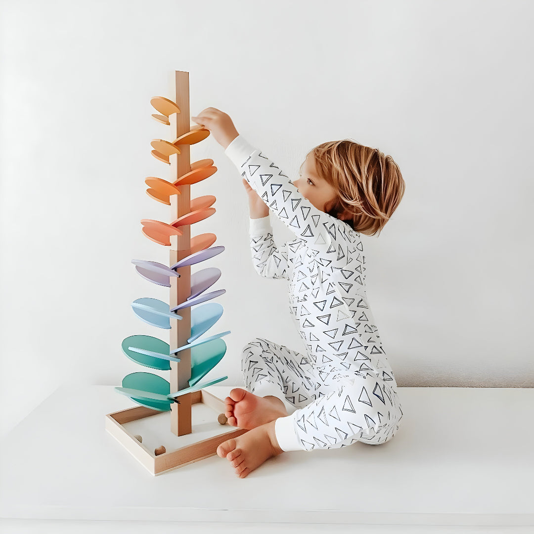 Vibrant Wooden Marble Run Learning Toy