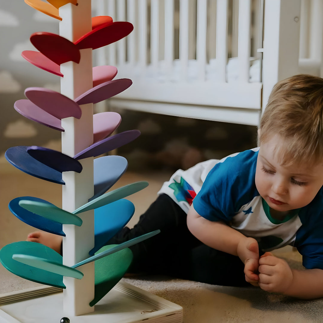 Vibrant Wooden Marble Run Learning Toy