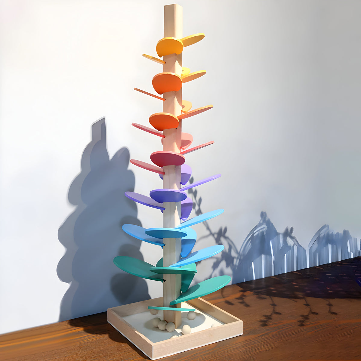 Vibrant Wooden Marble Run Learning Toy