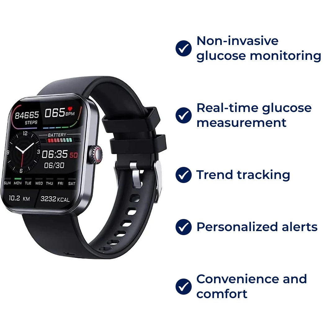 Non-Invasive Blood Glucose Smartwatch – Real-Time Monitoring, Trend Tracking & Personalized Alerts