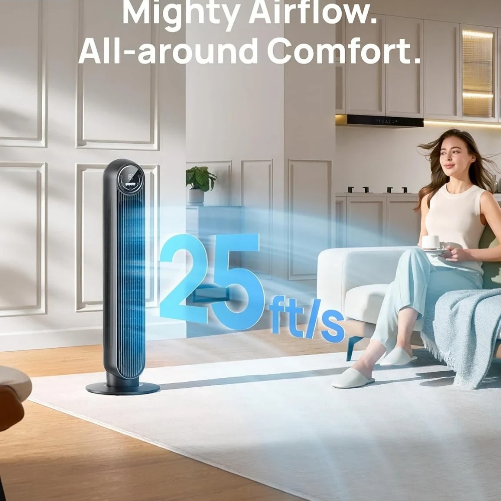Oscillating Cooling Tower Fan with 3 Speed Settings and Remote Control