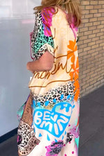 Leopard & Tropical Print Women's Maxi Dress | Lightweight V-Neck Summer Dress | Flowy Design for Beach, Vacation & Everyday Wear