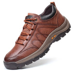 Hand-sewn Men's Casual Shoes | Genuine Cowhide Leather | Orthopedic Three-Foot Support Design | Non-slip Rubber Sole | Water-repellent & Breathable | Available in Black & Brown