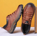 Hand-sewn Men's Casual Shoes | Genuine Cowhide Leather | Orthopedic Three-Foot Support Design | Non-slip Rubber Sole | Water-repellent & Breathable | Available in Black & Brown