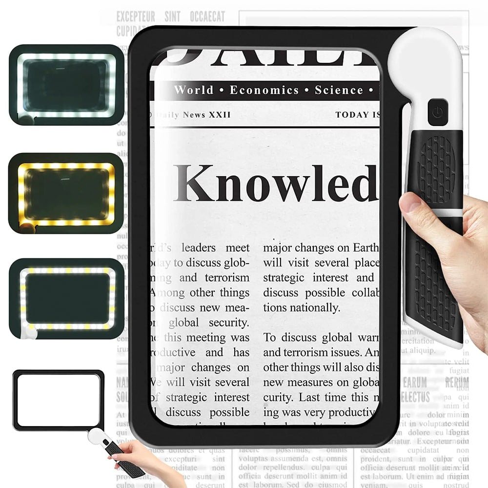 Full-Sized Handheld Magnifier – 5X Magnification, LED Illuminated with 3 Modes, Perfect for Reading Books and Seniors