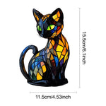 Color Changing Glass Table Lamp - Handmade Cat Design