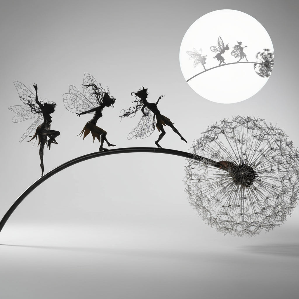 Outdoor Metal Fairy Garden Sculpture with Stake