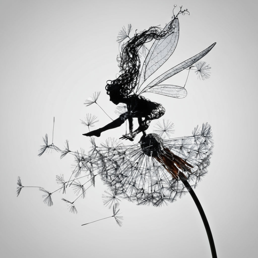 Outdoor Metal Fairy Garden Sculpture with Stake