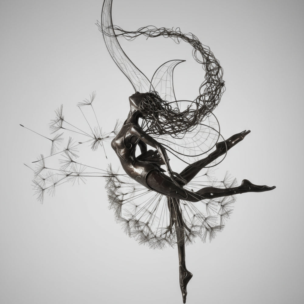 Outdoor Metal Fairy Garden Sculpture with Stake