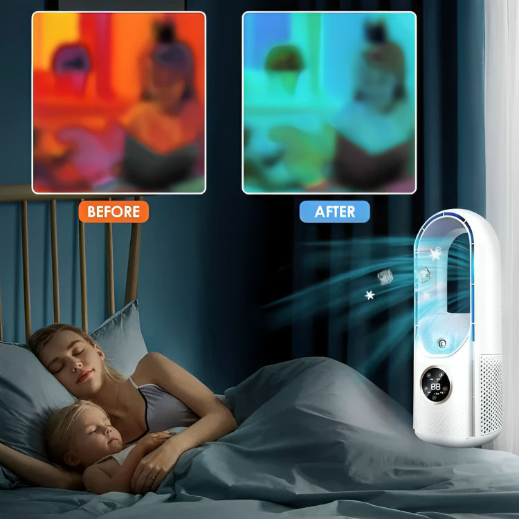 Compact Bladeless Air Cooler, Silent Fan with No Rotor Blades