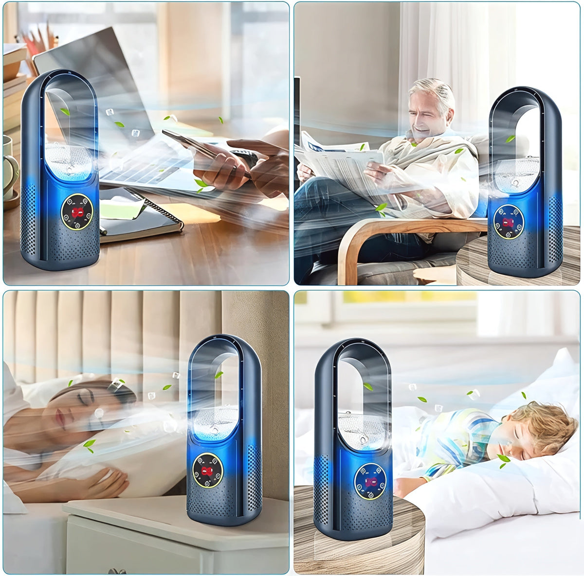 Compact Bladeless Air Cooler, Silent Fan with No Rotor Blades