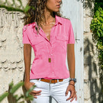 Casual Button-Up Shirt with Chest Pockets