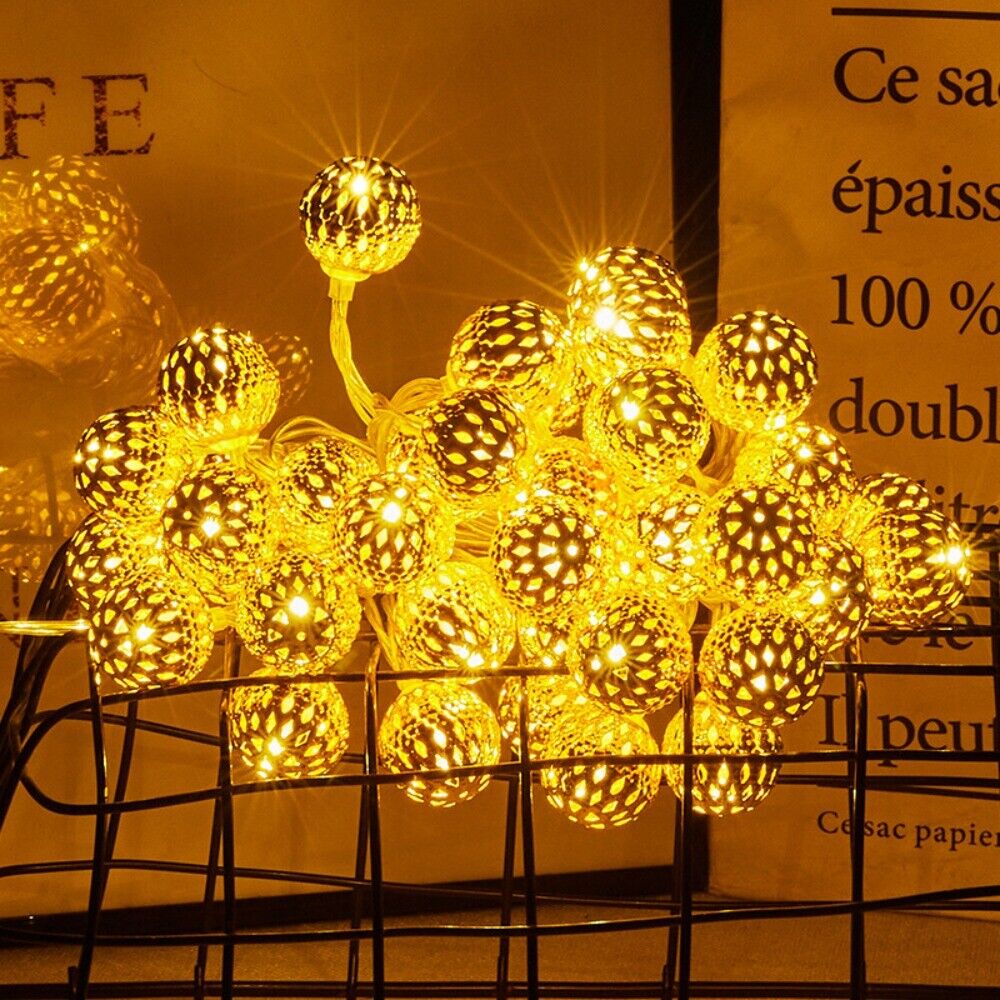 Moroccan Metal Ball String Lights for Terrace