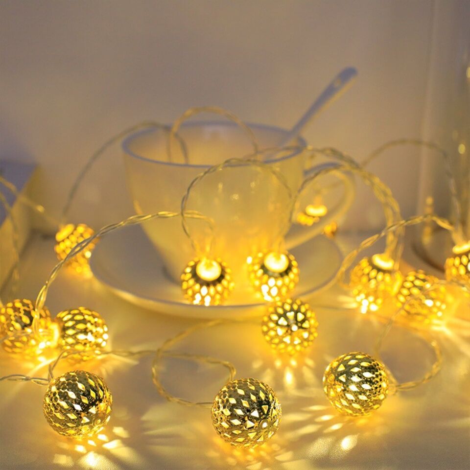 Moroccan Metal Ball String Lights for Terrace