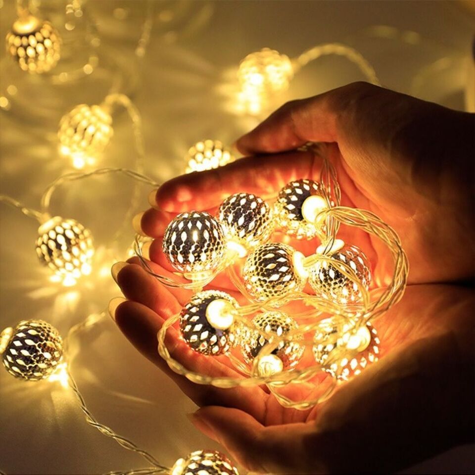 Moroccan Metal Ball String Lights for Terrace