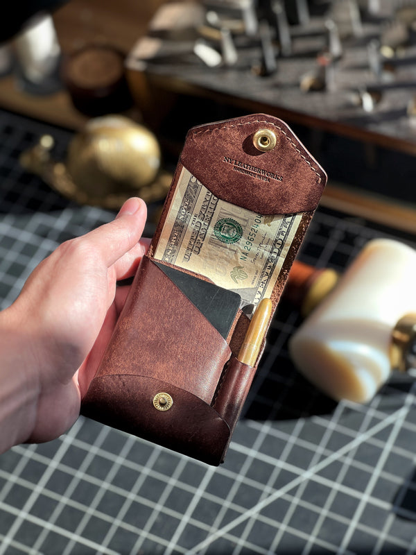 Handmade Full Grain Leather Wallet with Pen Slot