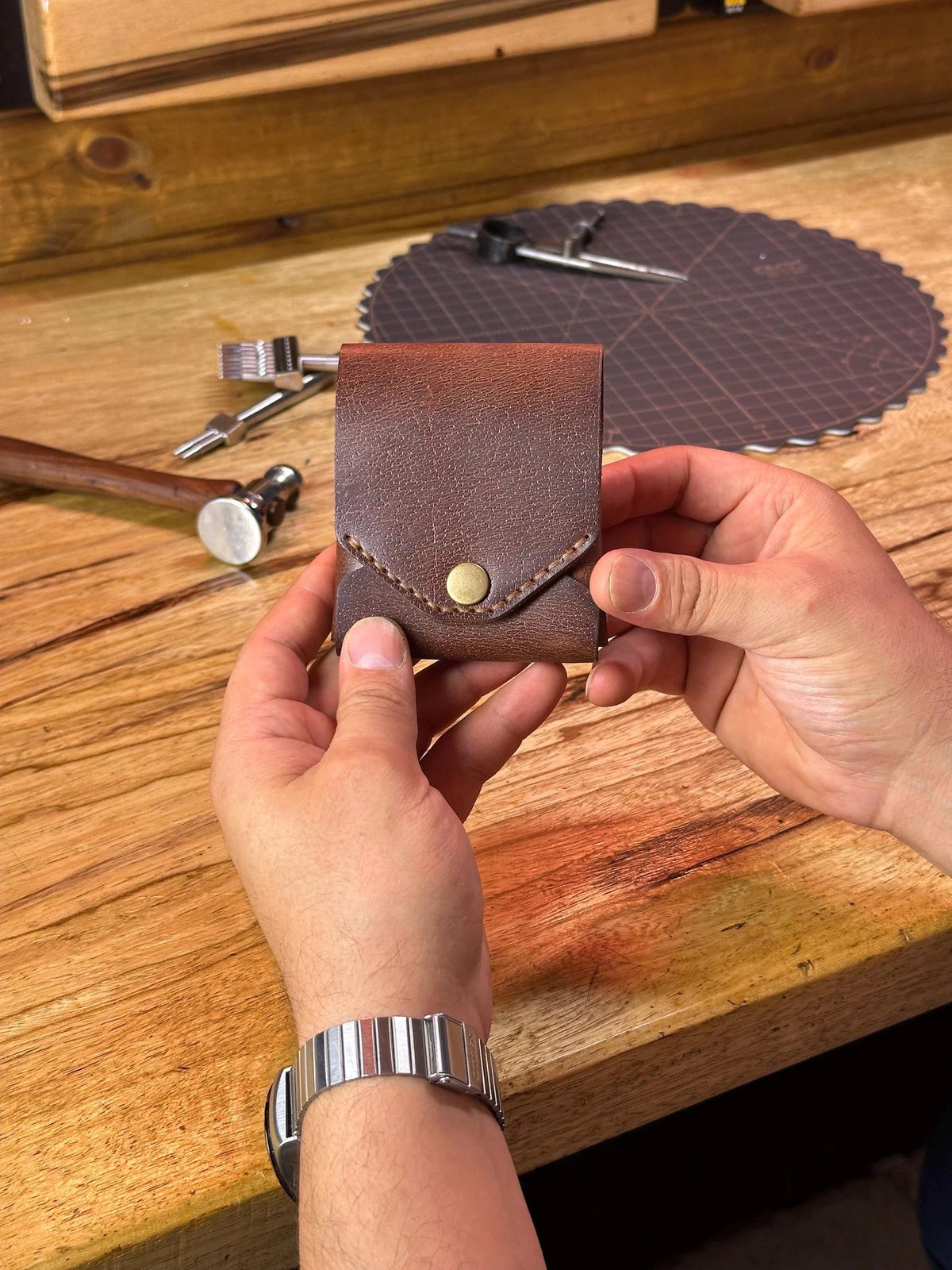 Handmade Full Grain Leather Wallet with Pen Slot