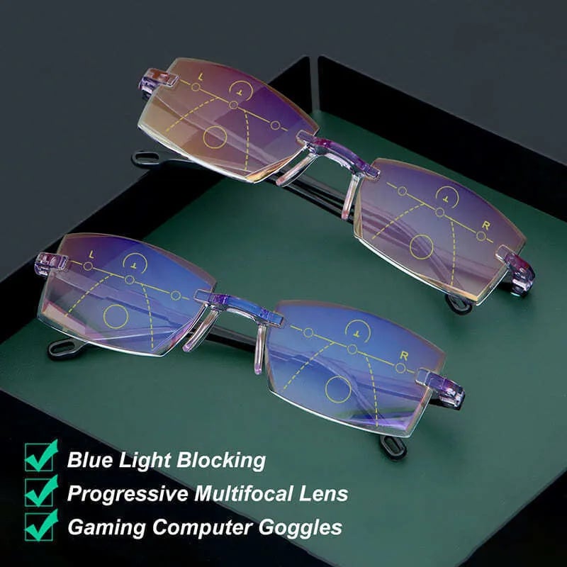High Hardness Anti-Blue Progressive Dual-Use Reading Glasses for Distance and Near Vision