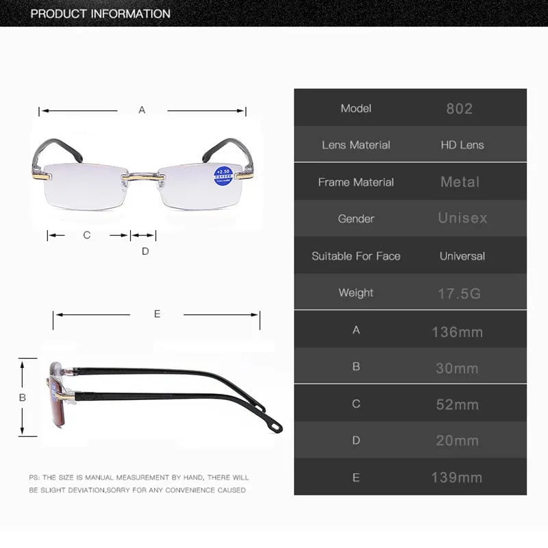 High Hardness Anti-Blue Progressive Dual-Use Reading Glasses for Distance and Near Vision